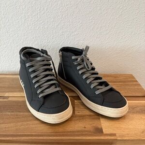 P448- Skate Recycled High Top Sneakers in Black- Size 38
